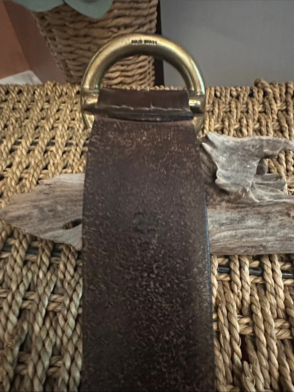 J. Crew women’s Brown Leather solid Brass Round Buckle 28/29 belt
